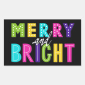 Sticker Rectangulaire Neon Merry et Bright (Devant)