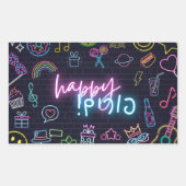 Sticker Rectangulaire Neon Purim (Devant)