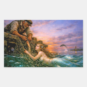 Sticker Rectangulaire Nerithea et la Pêche Morale - Le Dilemme du Pêcheu