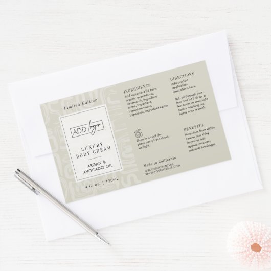 Sticker Rectangulaire Neutral Beige Boho Pattern Logo 4OZ Cosmo Bottle (Enveloppe)