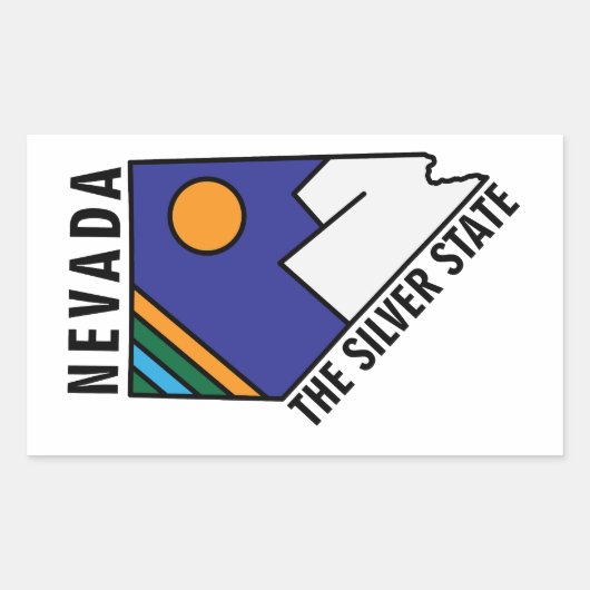 Sticker Rectangulaire Nevada L'État Argent (Devant)