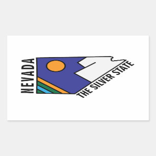 Sticker Rectangulaire Nevada L'État Argent