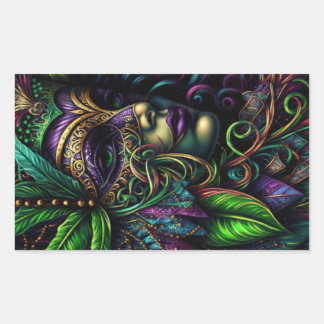 Sticker Rectangulaire New Orleans Mardi Gras Art Abstrait