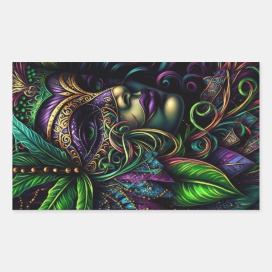 Sticker Rectangulaire New Orleans Mardi Gras Art Abstrait (Devant)