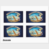 Sticker Rectangulaire Newport Beach, Californie (Feuille)