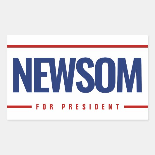 Sticker Rectangulaire Newsom pour le président (Devant)
