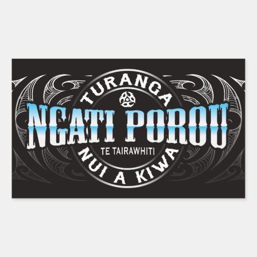 Sticker Rectangulaire Ngati Porou Lifer Moko Chrome (Devant)