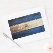 Sticker Rectangulaire Nicaragua Drapeau sur le vieux grain de bois (Enveloppe)
