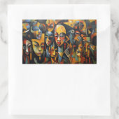 Sticker Rectangulaire Nigeria, Art Abstrait nigérian, Art Africain (Sac)