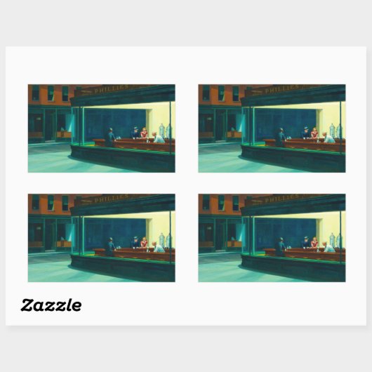 Sticker Rectangulaire Nighthawks, 1942 par Edward Hopper (Feuille)
