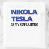 Sticker Rectangulaire Nikola Tesla est mon super-héros (Sac)