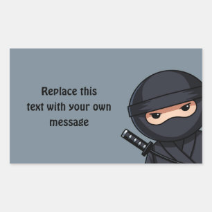 Sticker Rectangulaire Ninja qui regarde furtivement sur fond gris