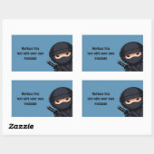Sticker Rectangulaire Ninja qui regarde par-dessus sur fond bleu (Feuille)