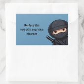 Sticker Rectangulaire Ninja qui regarde par-dessus sur fond bleu (Sac)