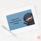 Sticker Rectangulaire Ninja qui regarde par-dessus sur fond bleu (Enveloppe)