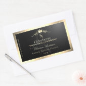 Sticker Rectangulaire Noble Black Product Label with Gold Frame Monogram (Enveloppe)