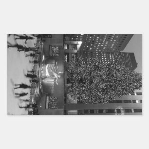 Sticker Rectangulaire Noël au Rockefeller Center - NYC