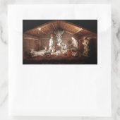 Sticker Rectangulaire Noël Avent Jésus Nativité Manger Scène (Sac)