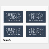 Sticker Rectangulaire Noël bleu marine moderne élégant simple (Feuille)