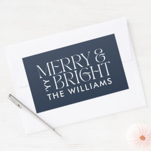 Sticker Rectangulaire Noël bleu marine moderne élégant simple