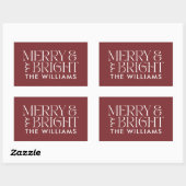 Sticker Rectangulaire Noël canneberge bordeaux moderne élégant simple (Feuille)