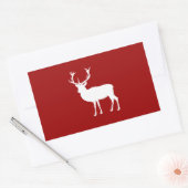 Sticker Rectangulaire Noël Cerf rouge et blanc (Enveloppe)