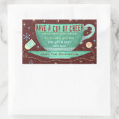 Sticker Rectangulaire Noël Cheer mignon Teacup Fête sur mesure (Sac)