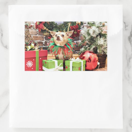 Sticker Rectangulaire Noël - Chihuahua - Miles (Sac)