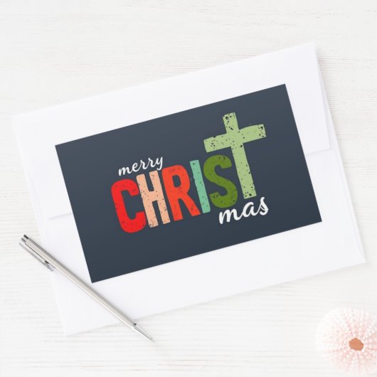Sticker Rectangulaire Noël Christian Texte Inspiration (Enveloppe)
