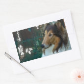Sticker Rectangulaire Noël Collie à la fenêtre (Enveloppe)