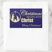Sticker Rectangulaire Noël commence avec le Christ (Sac)