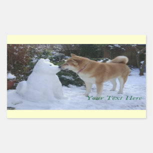 Sticker Rectangulaire Noël de baiser mignon de photo d'akita de bonhomm