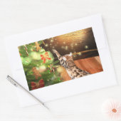 Sticker Rectangulaire Noël du chat du Bengale (Enveloppe)