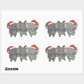 Sticker Rectangulaire Noël éléphant Animaux de Noël mignons Carré S (Feuille)