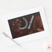 Sticker Rectangulaire Noël équestre pendre en fer à cheval Photo (Enveloppe)