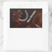 Sticker Rectangulaire Noël équestre pendre en fer à cheval Photo (Sac)