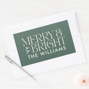 Sticker Rectangulaire Noël eucalyptus vert moderne élégant simple