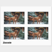 Sticker Rectangulaire Noël Festif Rhodesian Ridgeback (Feuille)