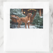 Sticker Rectangulaire Noël Festif Rhodesian Ridgeback (Sac)