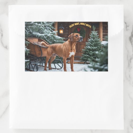 Sticker Rectangulaire Noël Festif Rhodesian Ridgeback (Sac)