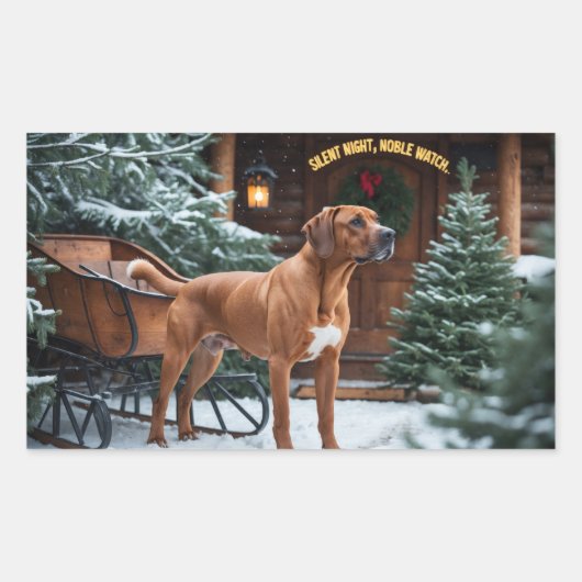 Sticker Rectangulaire Noël Festif Rhodesian Ridgeback (Devant)