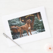 Sticker Rectangulaire Noël Festif Rhodesian Ridgeback (Enveloppe)