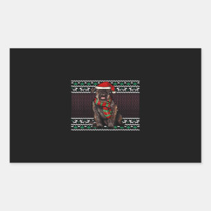 Sticker Rectangulaire Noël Géant Schnauzer Chien Santa Hat Noël laid