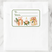 Sticker Rectangulaire Noël Gite Cadeau Festive Verdure à partir de (Sac)