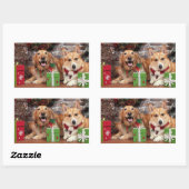 Sticker Rectangulaire Noël - Golden Sidney - Corgi Cal (Feuille)