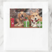 Sticker Rectangulaire Noël - Golden Sidney - Corgi Cal (Sac)