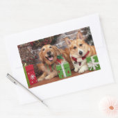 Sticker Rectangulaire Noël - Golden Sidney - Corgi Cal (Enveloppe)