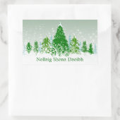 Sticker Rectangulaire Noël irlandais, sapins verts enneigés (Sac)