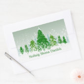 Sticker Rectangulaire Noël irlandais, sapins verts enneigés (Enveloppe)