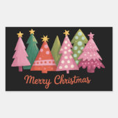 Sticker Rectangulaire Noël Joyeux Noël Joyeux Noël Arbres Fêtes Preppy (Devant)